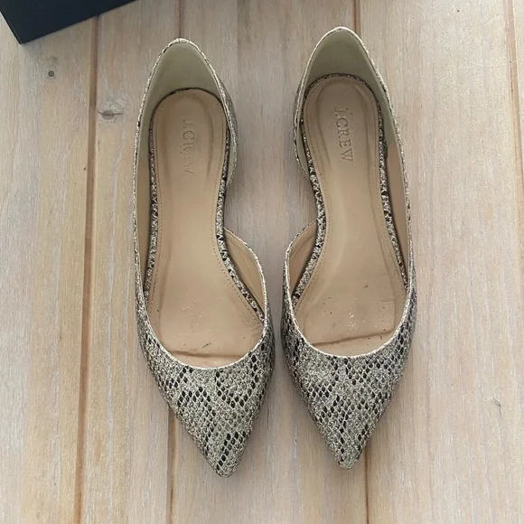 J. Crew Women's Metallic Snakeskin Pattern Flats - Picture 2 of 11